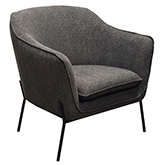 Status Accent Chair in Grey Fabric on Black Powder Coated Metal Legs