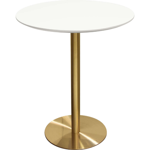 Stella 36" Round Bar Height Table White Lacquer & Brushed Gold Metal