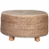 Round Accent Stool in Natural Jute Fiber with Wood Legs