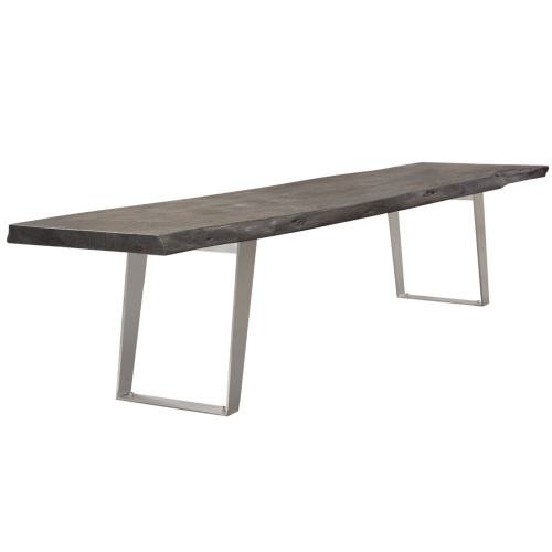 Titan 80" Live Edge Dining Bench in Espresso Wood with Silver Inlay & Base