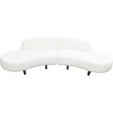 Vesper 2 Piece Curved Armless Sectional Sofa in White Faux Shearling & Black