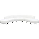 Vesper 3 Piece Curved Armless Sectional Sofa in White Faux Shearling & Black