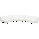 Vesper 3 Piece Curved Armless Sectional Sofa in White Faux Shearling & Black