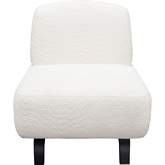 Vesper Armless Chair in White Faux Shearling & Black Wood