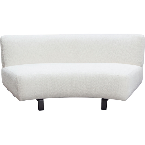 Vesper Curved Armless Sofa in White Faux Shearling & Black Wood