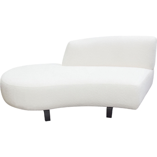 Vesper Curved Armless Left Chaise in White Faux Shearling & Black Wood