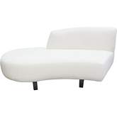 Vesper Curved Armless Left Chaise in White Faux Shearling & Black Wood