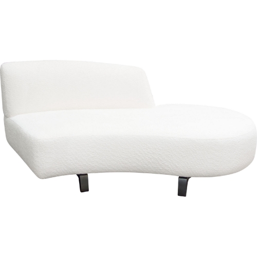 Vesper Curved Armless Right Chaise in White Faux Shearling & Black Wood