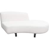 Vesper Curved Armless Right Chaise in White Faux Shearling & Black Wood