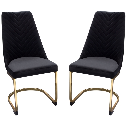 Vogue Dining Chair in Black Velvet & Polished Gold (Set of 2)