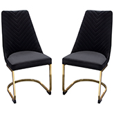 Vogue Dining Chair in Black Velvet & Polished Gold (Set of 2)