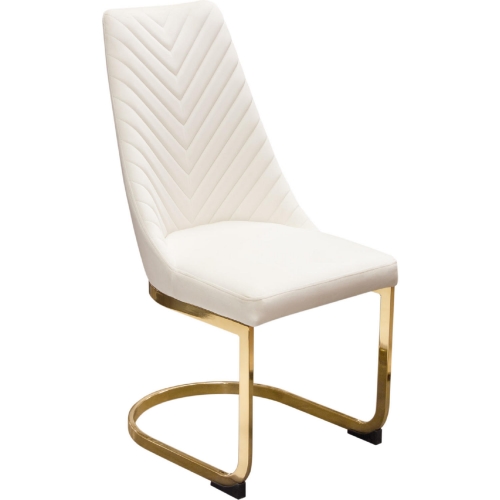 Vogue Dining Chair in Cream Velvet & Polished Gold Metal (Set of 2)