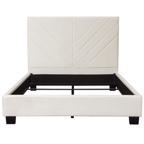 Vogue Queen Bed with 54" Headboard in Light Cream Velvet
