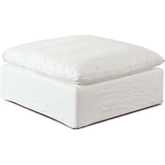 Willow Ottoman in White Linen Fabric
