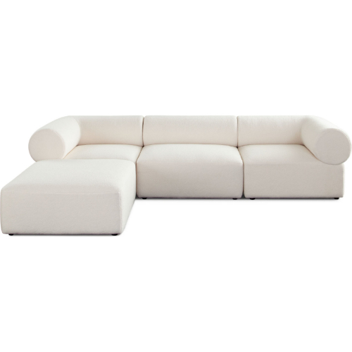 Zia 4 Piece Modular Reversible Chaise Sectional in Ivory Sherpa Fabric