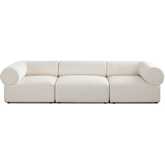 Zia 3 Piece Modular Sofa in Ivory Sherpa Fabric