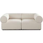Zia 2 Piece Modular Sofa in Ivory Sherpa Fabric