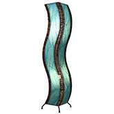 Wave Large Floor Lamp in Sea Blue & Wrought Iron