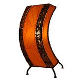 C Shape Table Lamp in Orange Cocoa Leaf & Abaca Rope