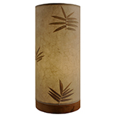 Paper Cylinder Table Lamp w/ Bamboo Shade on Driftwood Base
