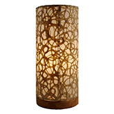 Paper Cylinder Table Lamp w/ Swirl Shade on Driftwood Base