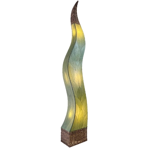 Flame Giant Floor Lamp in Green Cocoa Leaves & Abaca Rope