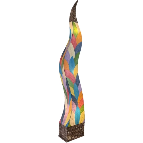 Flame Giant Floor Lamp in Multicolor Cocoa Leaves & Abaca Rope
