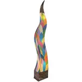 Flame Giant Floor Lamp in Multicolor Cocoa Leaves & Abaca Rope