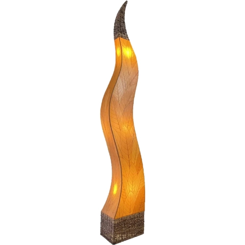 Flame Giant Floor Lamp in Orange Cocoa Leaves & Abaca Rope