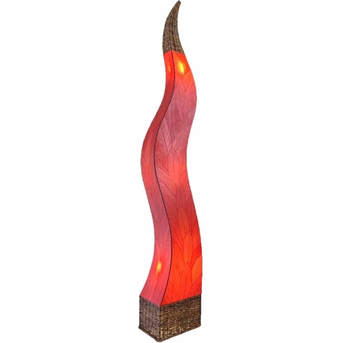 Flame Giant Floor Lamp in Red Cocoa Leaves & Abaca Rope