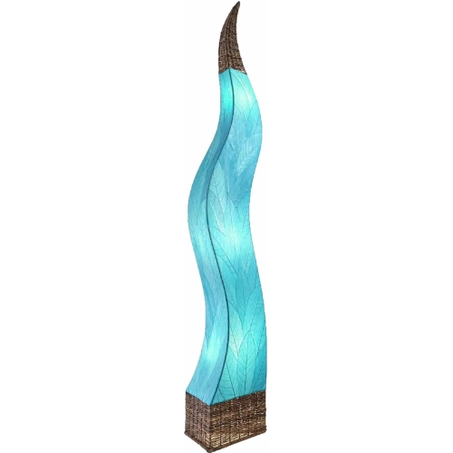 Flame Giant Floor Lamp in Sea Blue Cocoa Leaves & Abaca Rope