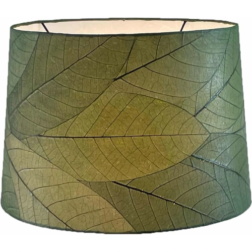 Tapered Drum Lamp Shade in Green Fossilized Cocoa Leaves 16"
