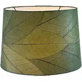 Tapered Drum Lamp Shade in Green Fossilized Cocoa Leaves 16"
