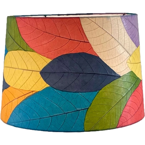 Tapered Drum Lamp Shade in Multicolor Fossilized Cocoa Leaves 16"