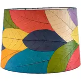 Tapered Drum Lamp Shade in Multicolor Fossilized Cocoa Leaves 16"