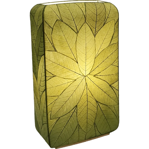 Sunburst Table Lamp in Green Cocoa Leaves & Metal