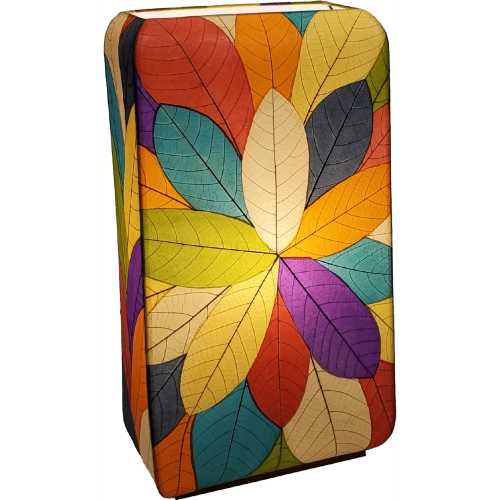 Sunburst Table Lamp in Multicolor Cocoa Leaves & Metal