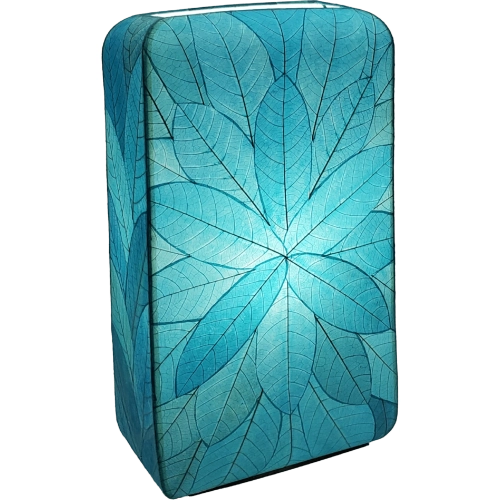 Sunburst Table Lamp in Sea Blue Cocoa Leaves & Metal