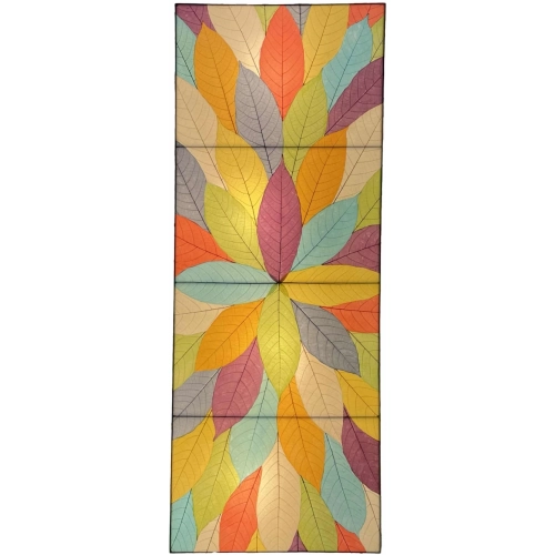 Sunburst Panel Wall Lamp in Multicolor Cocoa Leaves & Metal