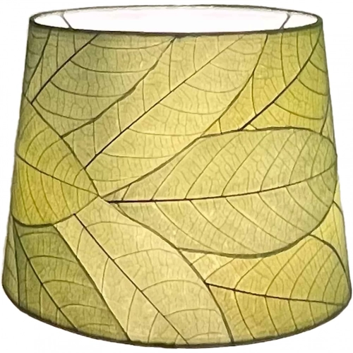 Tapered Drum Lamp Shade in Green Fossilized Cocoa Leaves 12"
