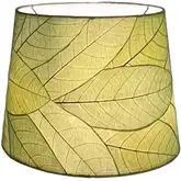 Tapered Drum Lamp Shade in Green Fossilized Cocoa Leaves 12"
