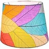 Tapered Drum Lamp Shade in Multicolor Fossilized Cocoa Leaves 12"