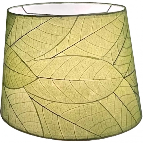 Tapered Drum Lamp Shade in Green Fossilized Cocoa Leaves 14"