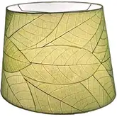 Tapered Drum Lamp Shade in Green Fossilized Cocoa Leaves 14"