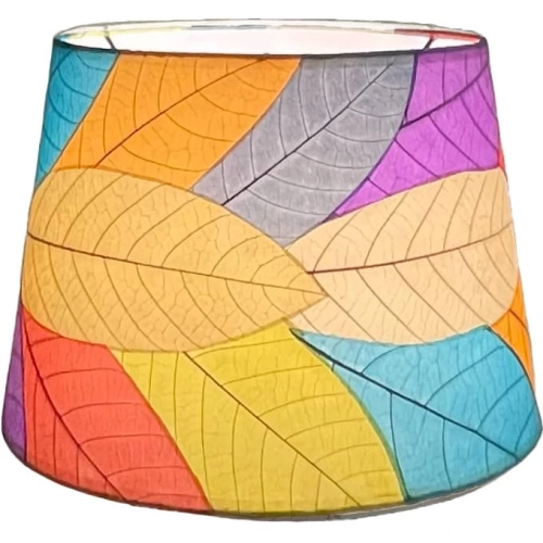 Tapered Drum Lamp Shade in Multicolor Fossilized Cocoa Leaves 14"