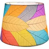 Tapered Drum Lamp Shade in Multicolor Fossilized Cocoa Leaves 14"