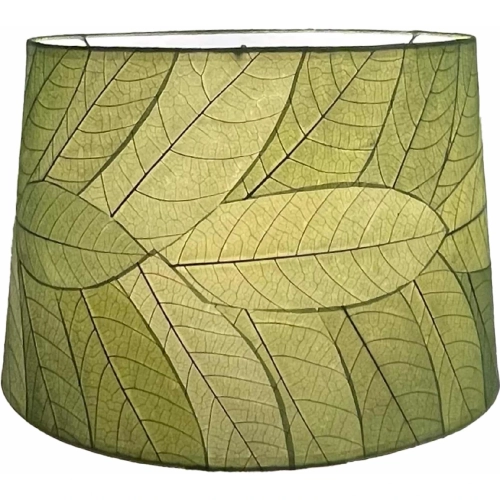 Tapered Drum Lamp Shade in Green Fossilized Cocoa Leaves 18"