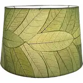 Tapered Drum Lamp Shade in Green Fossilized Cocoa Leaves 18"