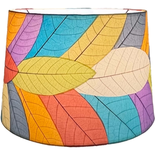 Tapered Drum Lamp Shade in Multicolor Fossilized Cocoa Leaves 18"