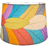Tapered Drum Lamp Shade in Multicolor Fossilized Cocoa Leaves 18"